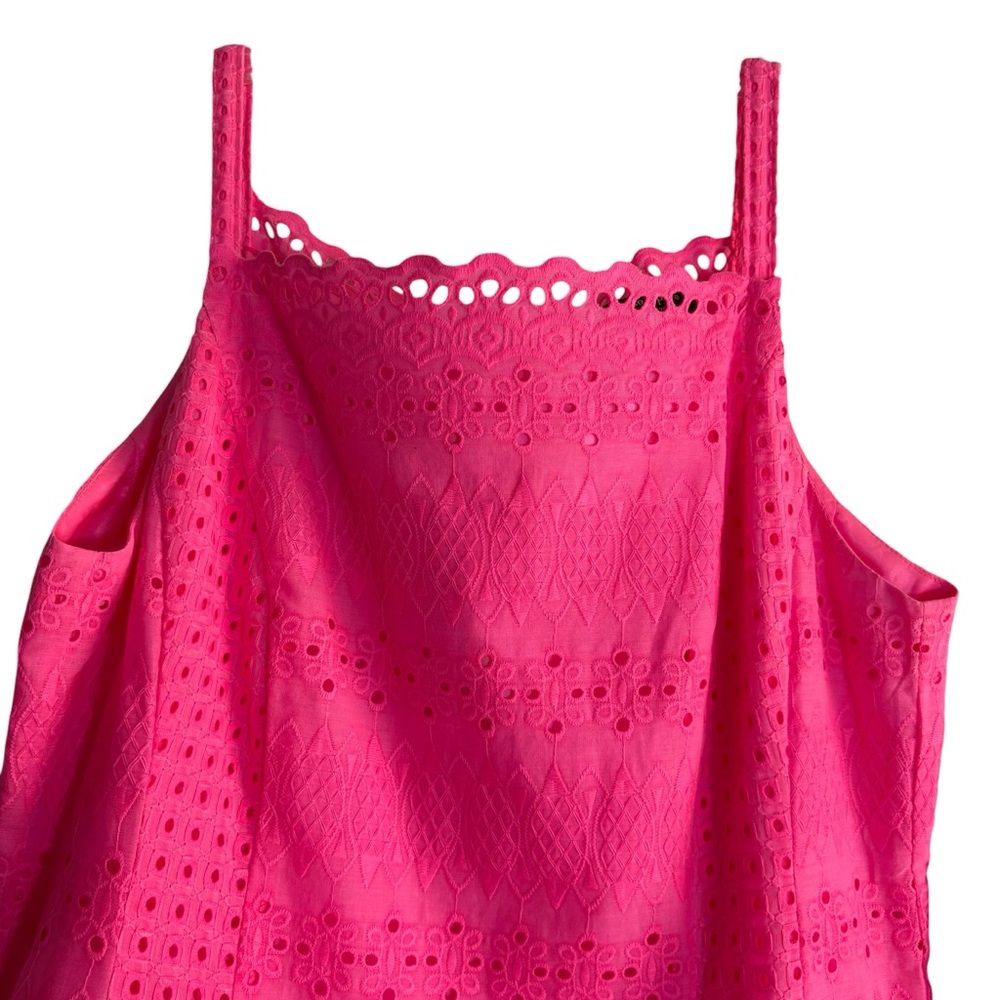 NANETTE LEPORE Hot Pink Cotton Eyelet Sundress Size 12 — GORGEOUS FEMININITY!!! - Picture 4 of 9